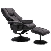 Dollis Fabric Swivel Recliner Chair And Footstool In Liquorice