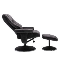 Dollis Fabric Swivel Recliner Chair And Footstool In Liquorice