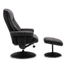 Dollis Fabric Swivel Recliner Chair And Footstool In Liquorice