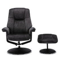 Dollis Fabric Swivel Recliner Chair And Footstool In Liquorice