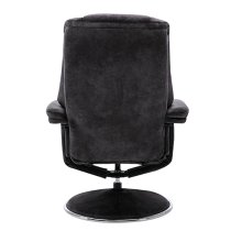 Dollis Fabric Swivel Recliner Chair And Footstool In Liquorice