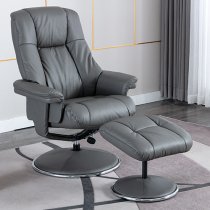 Dollis Leather Match Swivel Recliner Chair In Granite