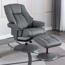 Dollis Leather Match Swivel Recliner Chair In Granite