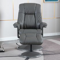 Dollis Leather Match Swivel Recliner Chair In Granite