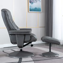 Dollis Leather Match Swivel Recliner Chair In Granite