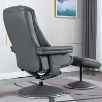 Dollis Leather Match Swivel Recliner Chair In Granite