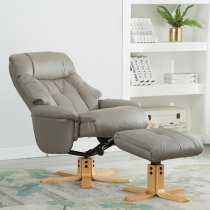 Dox Plush Swivel Recliner Chair And Footstool In Grey