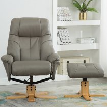 Dox Plush Swivel Recliner Chair And Footstool In Grey