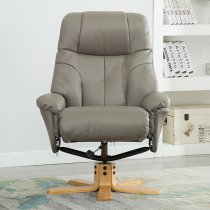 Dox Plush Swivel Recliner Chair And Footstool In Grey