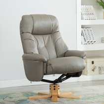 Dox Plush Swivel Recliner Chair And Footstool In Grey