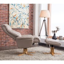 Dox Plush Swivel Recliner Chair And Footstool In Pebble