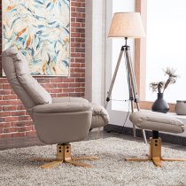 Dox Plush Swivel Recliner Chair And Footstool In Pebble