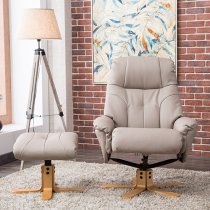 Dox Plush Swivel Recliner Chair And Footstool In Pebble