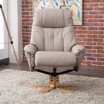 Dox Plush Swivel Recliner Chair And Footstool In Pebble