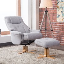 Dox Fabric Swivel Recliner Chair In Lisbon Silver