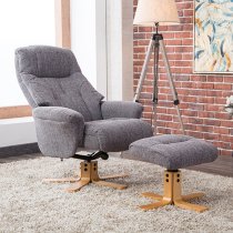 Dox Fabric Swivel Recliner Chair In Lisbon Grey