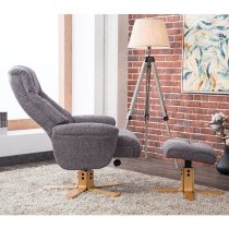 Dox Fabric Swivel Recliner Chair In Lisbon Grey