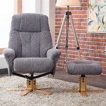 Dox Fabric Swivel Recliner Chair In Lisbon Grey