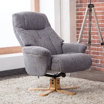 Dox Fabric Swivel Recliner Chair In Lisbon Grey