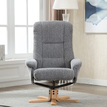 Fairlop Fabric Swivel Recliner Chair And Footstool In Lake Blue