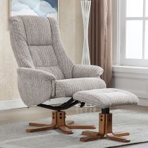 Fairlop Fabric Swivel Recliner Chair And Footstool In Wheat