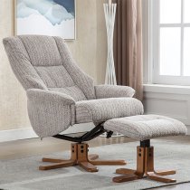 Fairlop Fabric Swivel Recliner Chair And Footstool In Wheat