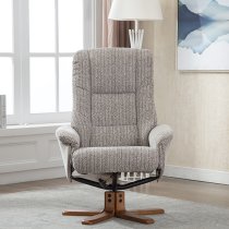 Fairlop Fabric Swivel Recliner Chair And Footstool In Wheat