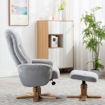 Hatton Fabric Swivel Recliner Chair And Footstool In Cloud