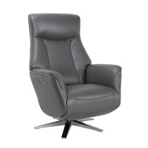 Hendon Leather Match Electric Swivel Recliner Chair In Iron