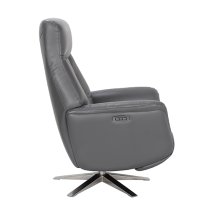 Hendon Leather Match Electric Swivel Recliner Chair In Iron