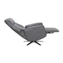 Hendon Leather Match Electric Swivel Recliner Chair In Iron