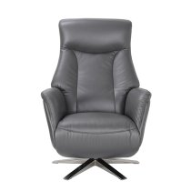 Hendon Leather Match Electric Swivel Recliner Chair In Iron