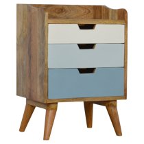 Nobly Wooden Gradient Bedside Cabinet In Blue And White