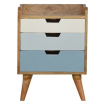 Nobly Wooden Gradient Bedside Cabinet In Blue And White