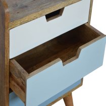 Nobly Wooden Gradient Bedside Cabinet In Blue And White