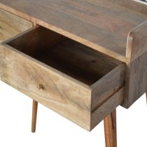 Ouzel Wooden Console Table In Bone Inlay Gallery Back And Oak