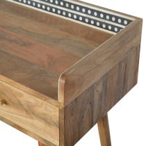 Ouzel Wooden Console Table In Bone Inlay Gallery Back And Oak