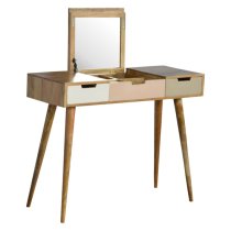 Nobly Wooden Dressing Table In Blush Pink With Foldable Mirror