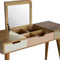 Nobly Wooden Dressing Table In Blush Pink With Foldable Mirror