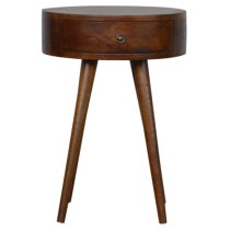 Lasix Wooden Circular Bedside Cabinet In Chestnut With 1 Drawer