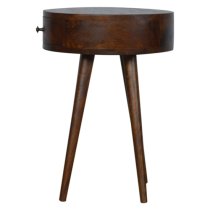 Lasix Wooden Circular Bedside Cabinet In Chestnut With 1 Drawer