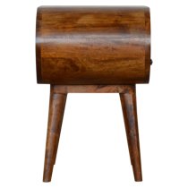 Vary Wooden Circular Bedside Cabinet In Chestnut With Open Slot