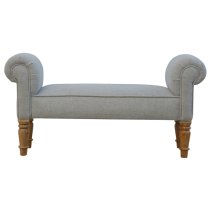 Cassia Fabric Hallway Seating Bench In Grey Tweed