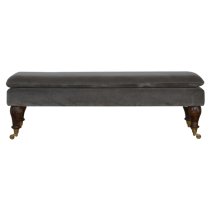 Trenton Velvet Hallway Seating Bench In Grey With Castor Legs