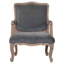 Rarer Velvet French Style Accent Chair In Grey And Sunbleach