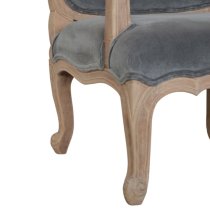 Rarer Velvet French Style Accent Chair In Grey And Sunbleach