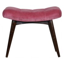 Aqua Velvet Curved Hallway Bench In Pink And Walnut