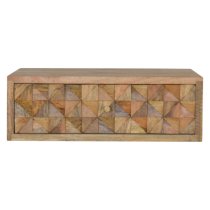 Tufa Wooden Wall Hung Diamond Carved Bedside Cabinet In Oak Ish