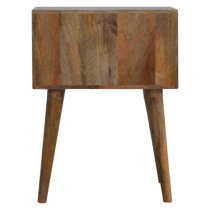 Tufa Wooden Diamond Carved Bedside Cabinet In Oak Ish 2 Drawers