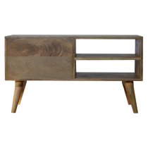 Tufa Wooden Diamond Carved TV Stand In Oak Ish